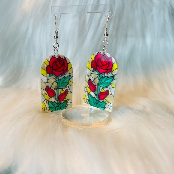 Stain Glass Acrylic Earrings - Picture 5 of 6